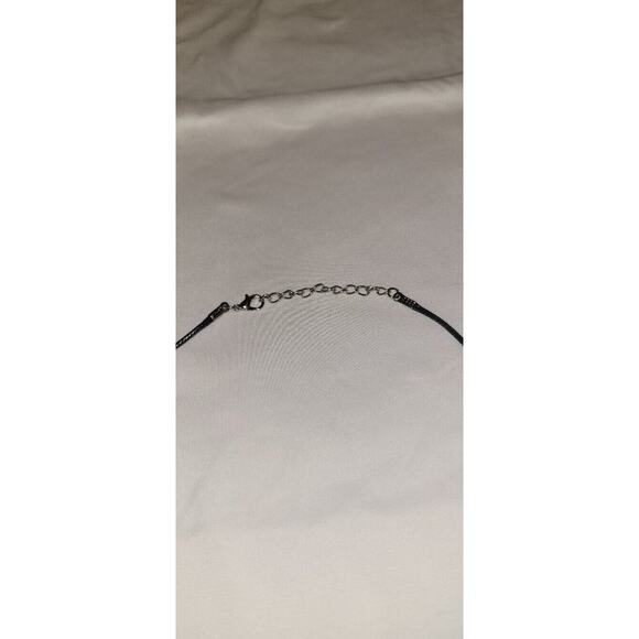 Handmade Acrylic Skin Pendant Necklace Teardrop Pink Blue White Silver Black - Picture 2 of 4